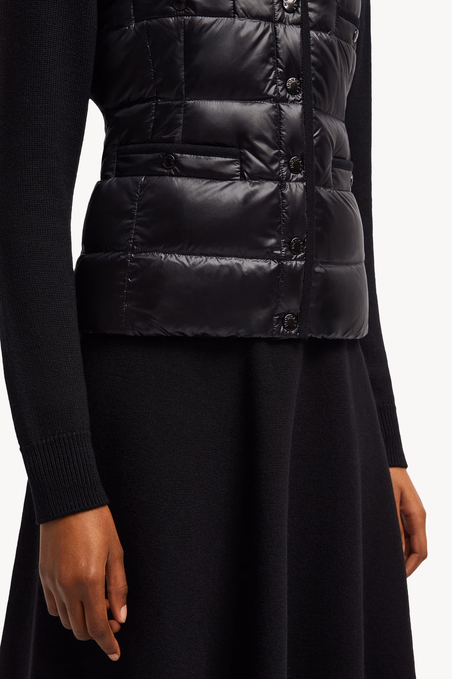 Cardigan matelassé en laine Noir Moncler 6